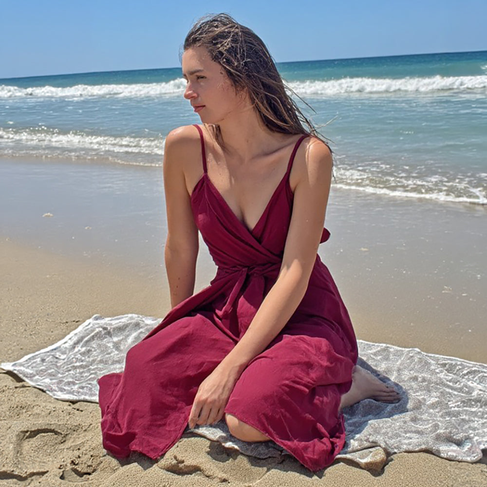 Robe de plage paréo élégante dos nu