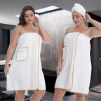 Set serviette peignoir + turban cheveux – microfibre douce, grande taille