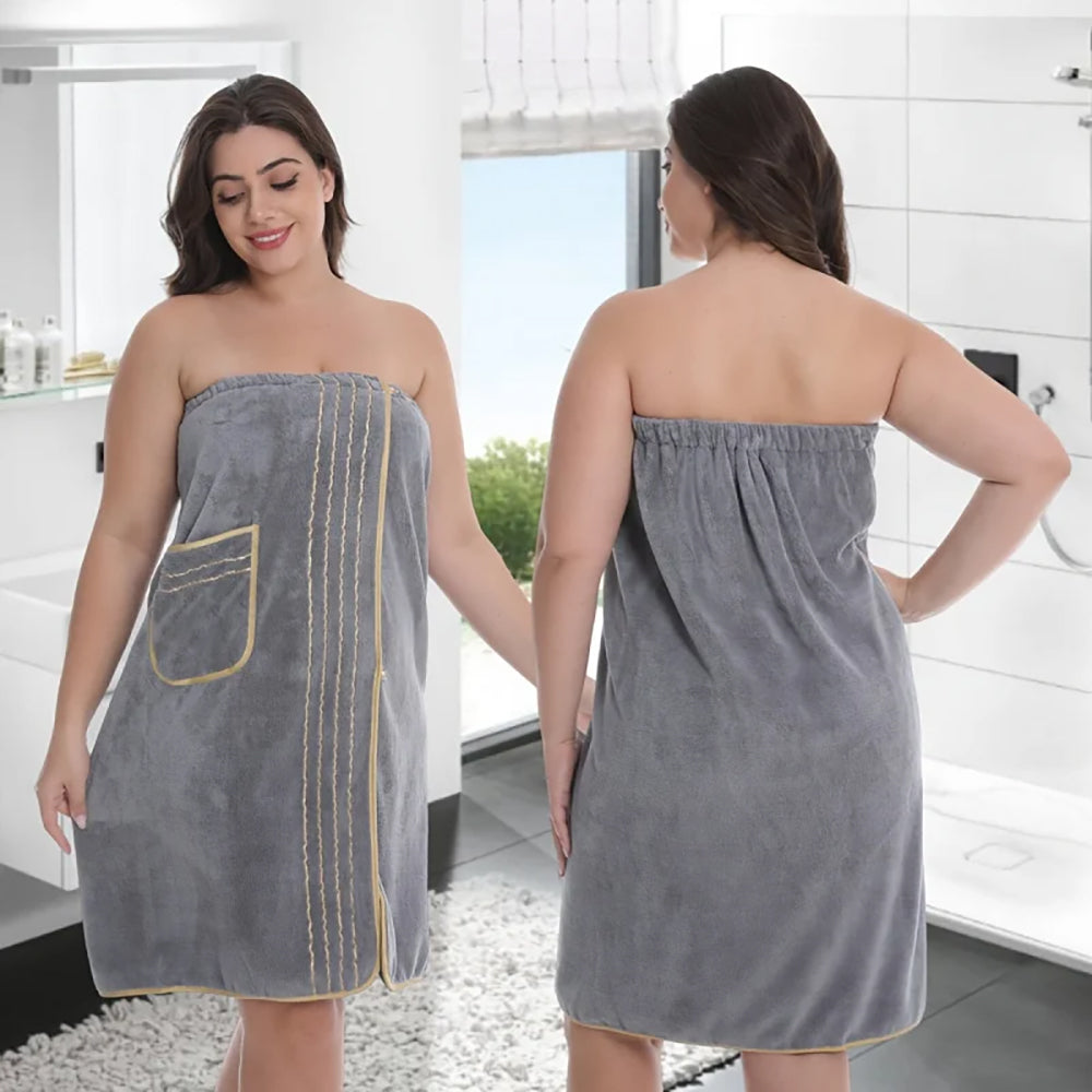Set serviette peignoir + turban cheveux – microfibre douce, grande taille